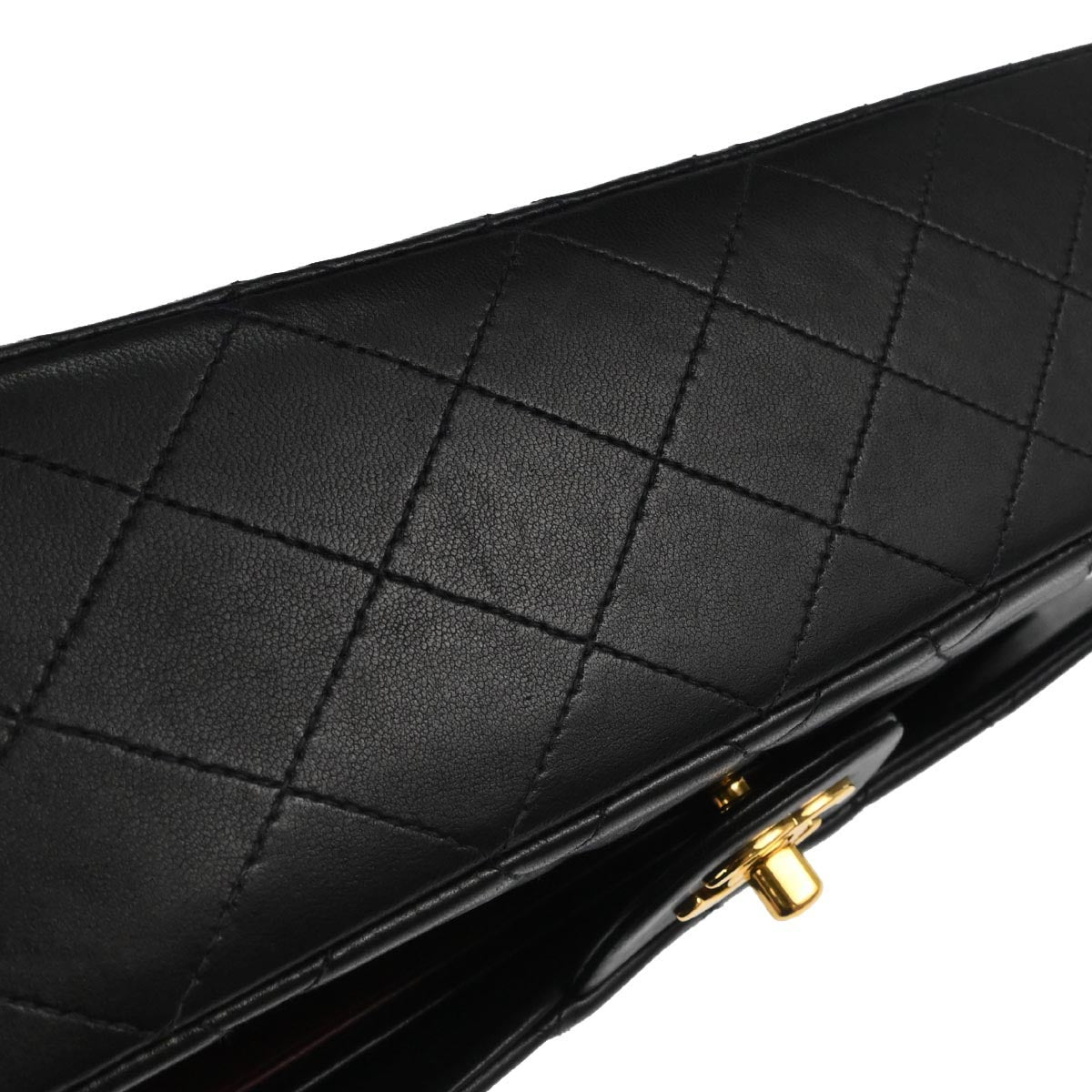 Chanel 1997-1999 Black Lambskin Medium Classic Double Flap Shoulder Bag