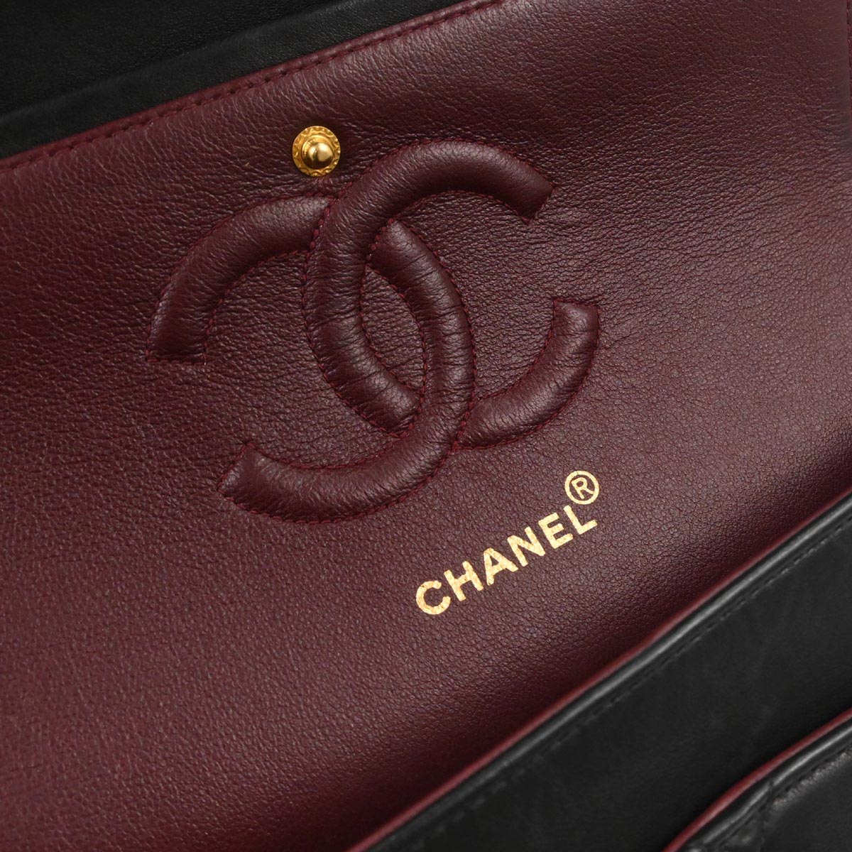 Chanel 1997-1999 Black Lambskin Medium Classic Double Flap Shoulder Bag