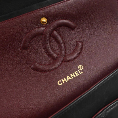 Chanel 1997-1999 Black Lambskin Medium Classic Double Flap Shoulder Bag