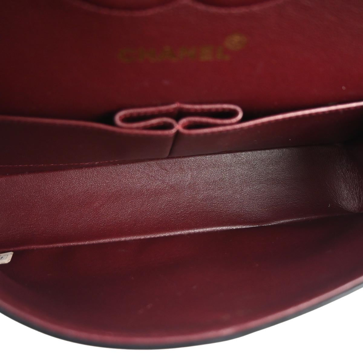 Chanel 1997-1999 Black Lambskin Medium Classic Double Flap Shoulder Bag