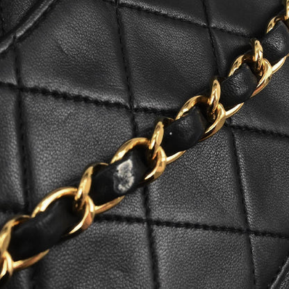 Chanel 1997-1999 Black Lambskin Medium Classic Double Flap Shoulder Bag