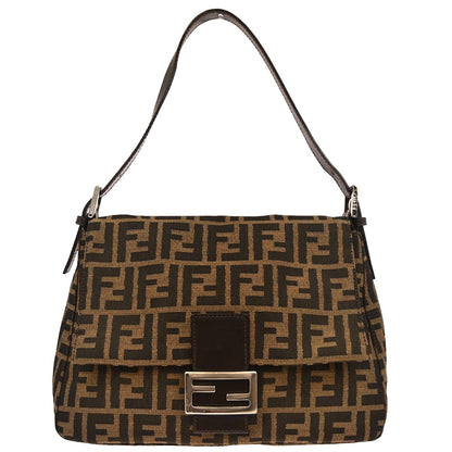 Fendi Brown Canvas Zucca Mamma Baguette Handbag