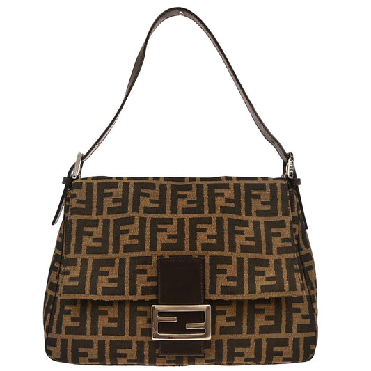 Fendi Brown Canvas Zucca Mamma Baguette Handbag