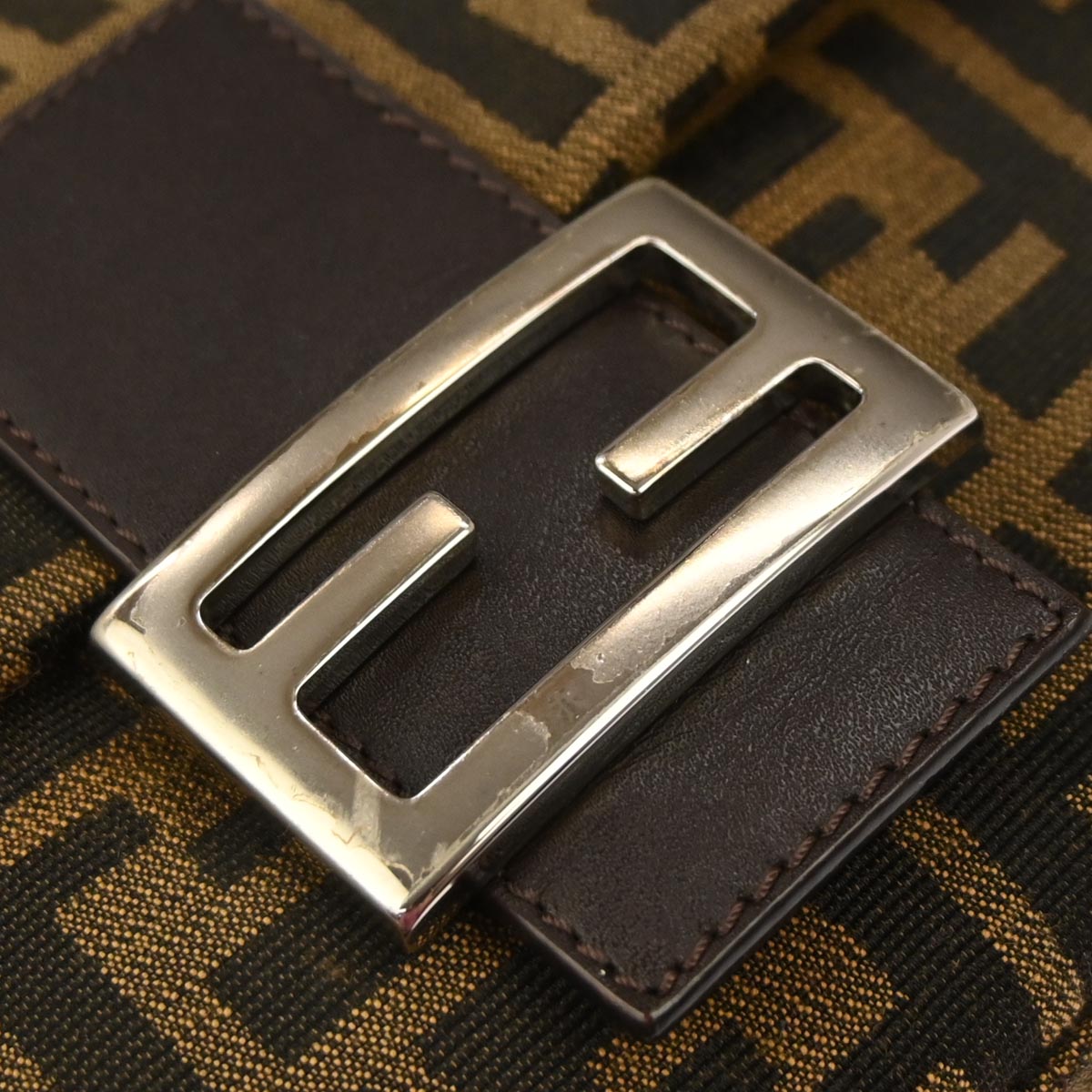 Fendi Brown Canvas Zucca Mamma Baguette Handbag