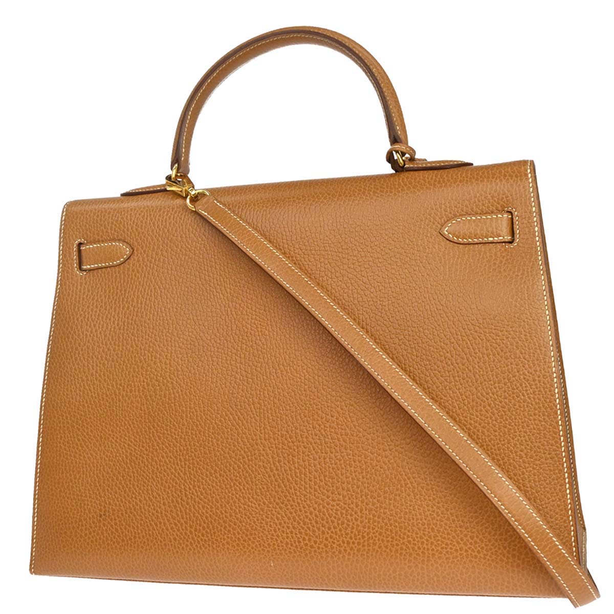 Hermes Natural Sable Ardennes Kelly 35 Sellier 2way Shoulder Handbag