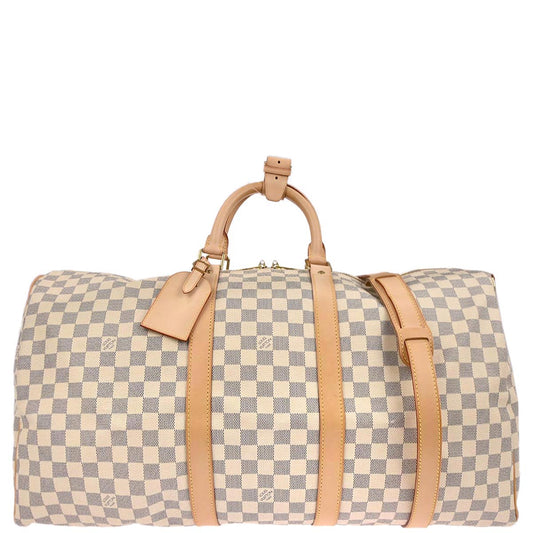 Louis Vuitton Damier Azur Keepall Bandouliere 55 Duffle Bag N41429