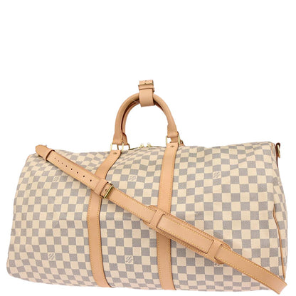 Louis Vuitton Damier Azur Keepall Bandouliere 55 Duffle Bag N41429
