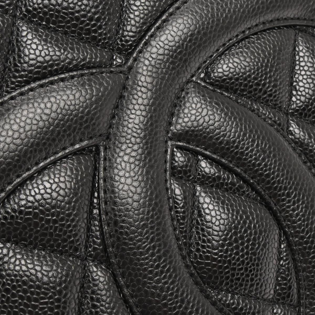 Chanel 2002-2003 Black Caviar Skin Medallion Tote Handbag