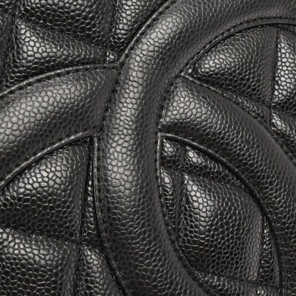 Chanel 2002-2003 Black Caviar Skin Medallion Tote Handbag