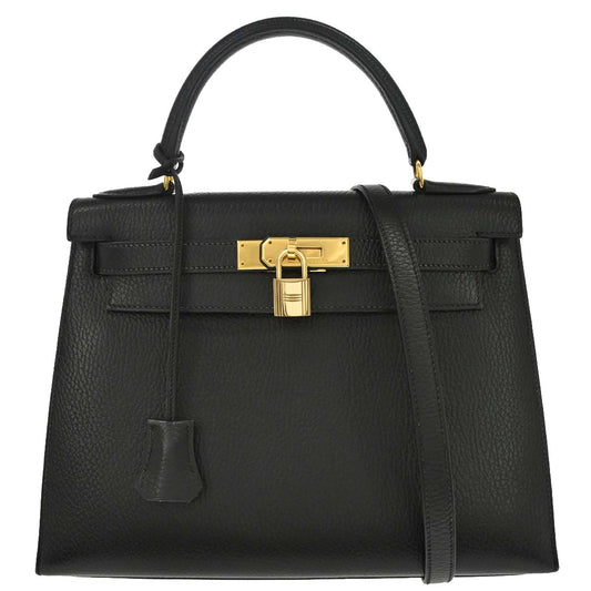 Hermes Black Ardennes Kelly 28 Sellier 2way Shoulder Handbag