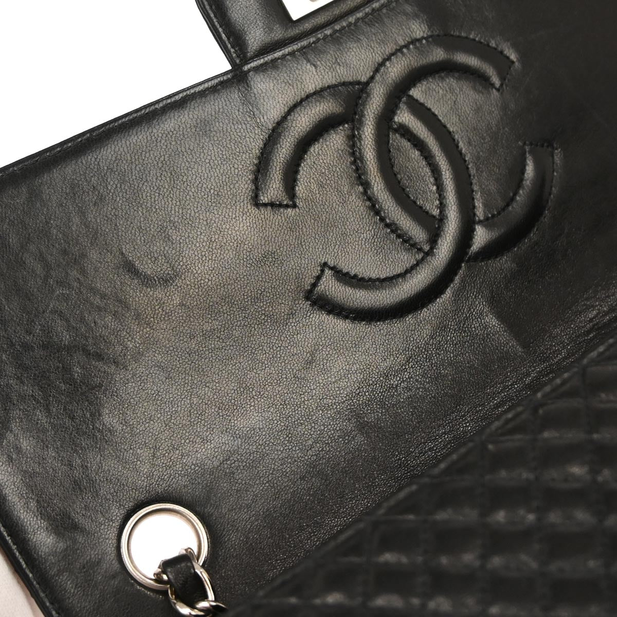 Chanel 1994-1996 Black Lambskin Single Flap Shoulder Bag