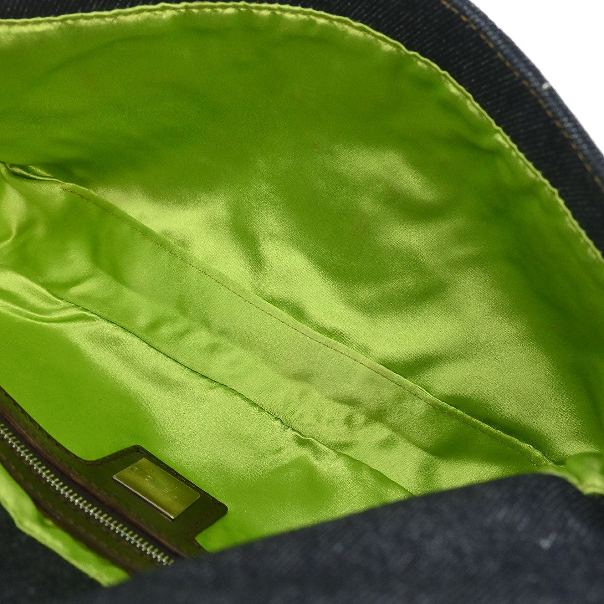 Fendi Navy Denim Floral Baguette Handbag