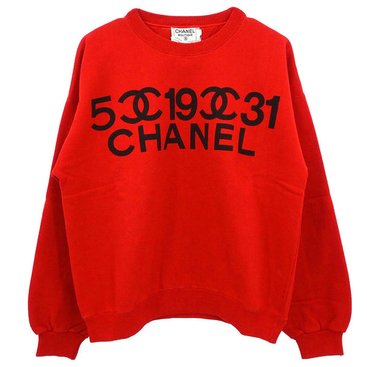 Chanel Long Sleeve Top Sweater Red #M