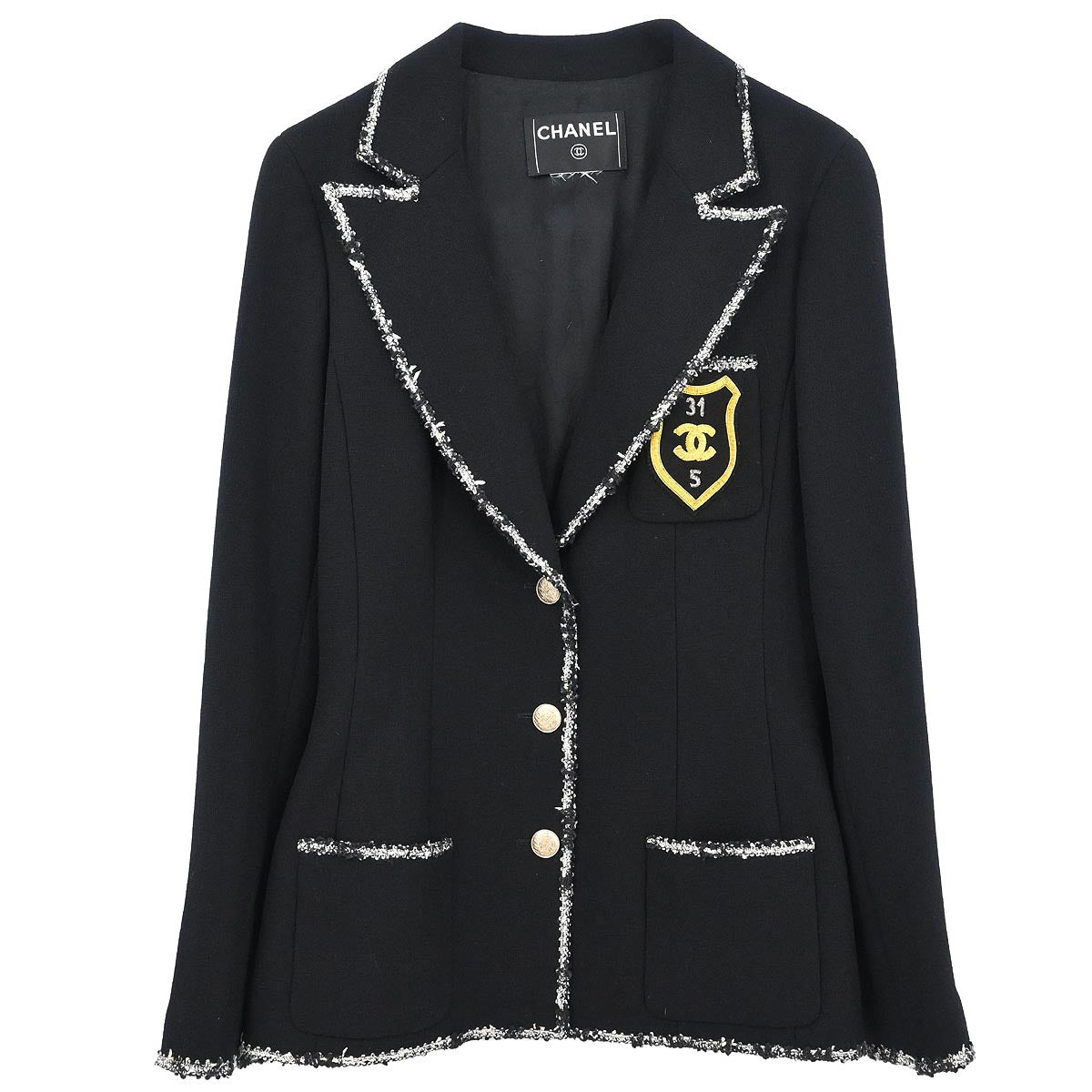 Chanel Emblem Single Breasted Jacket Black