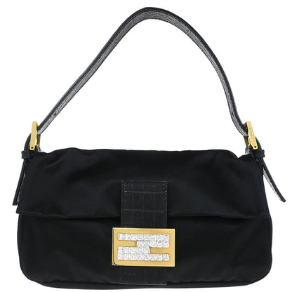 Fendi * Black Satin Baguette Handbag