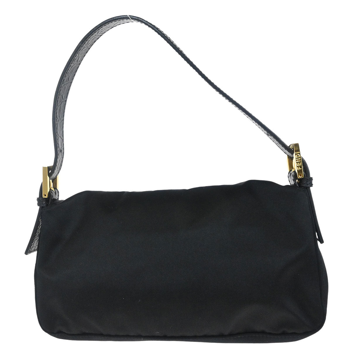 Fendi * Black Satin Baguette Handbag