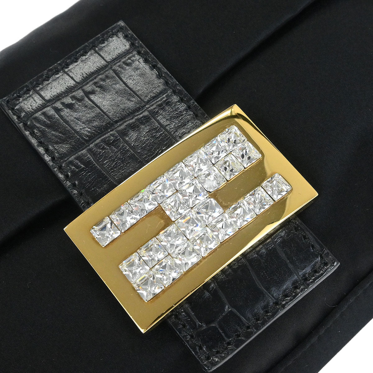 Fendi * Black Satin Baguette Handbag