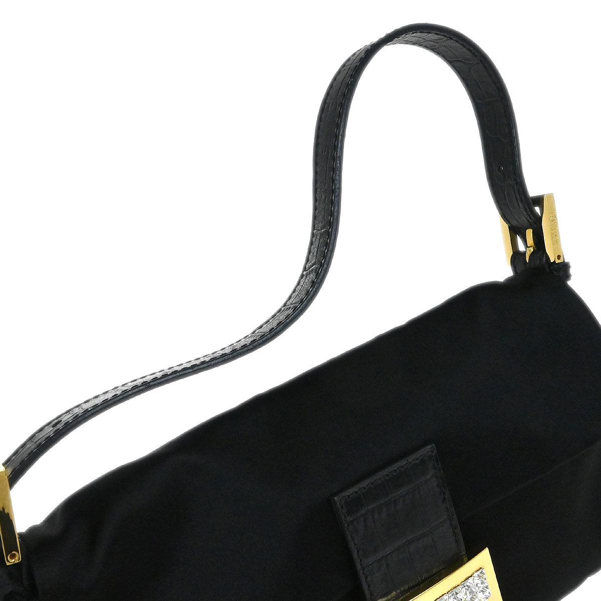 Fendi * Black Satin Baguette Handbag