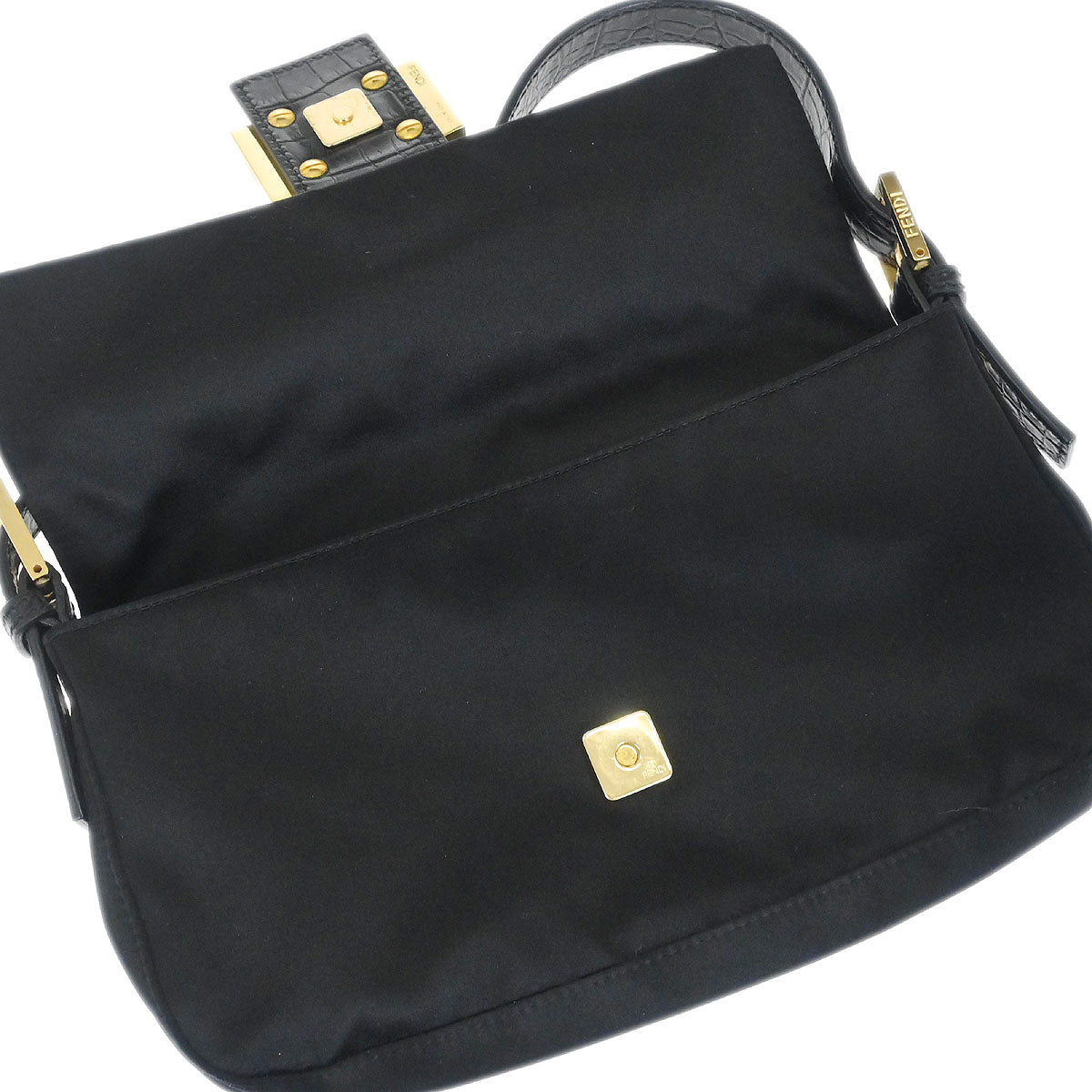 Fendi * Black Satin Baguette Handbag
