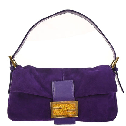 Fendi Purple Suede Baguette Handbag