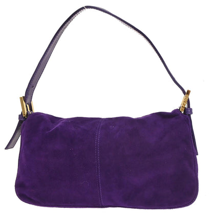 Fendi Purple Suede Baguette Handbag