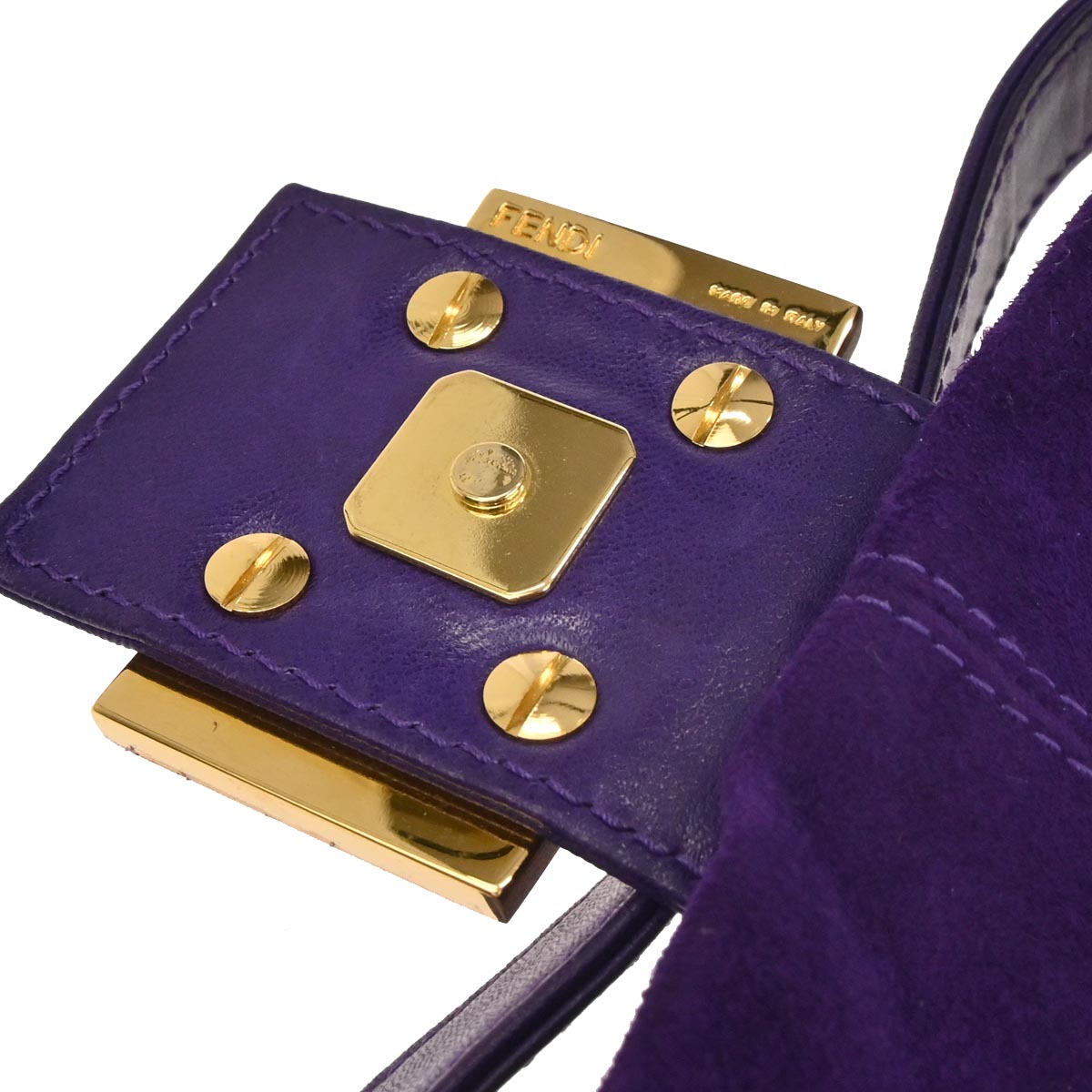 Fendi Purple Suede Baguette Handbag
