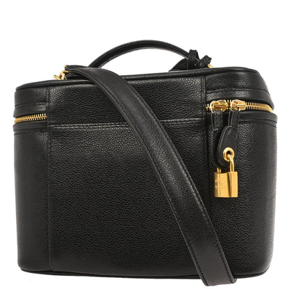 Chanel 1996-1997 Black Caviar Skin Vanity 2way Shoulder Handbag