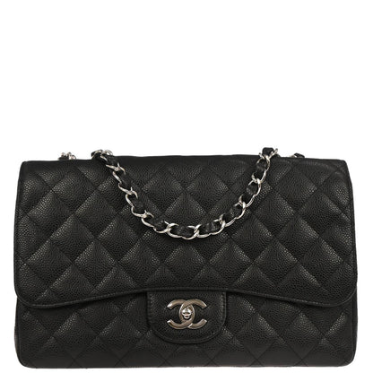 Chanel 2006-2008 Black Caviar Skin Jumbo Shoulder Bag