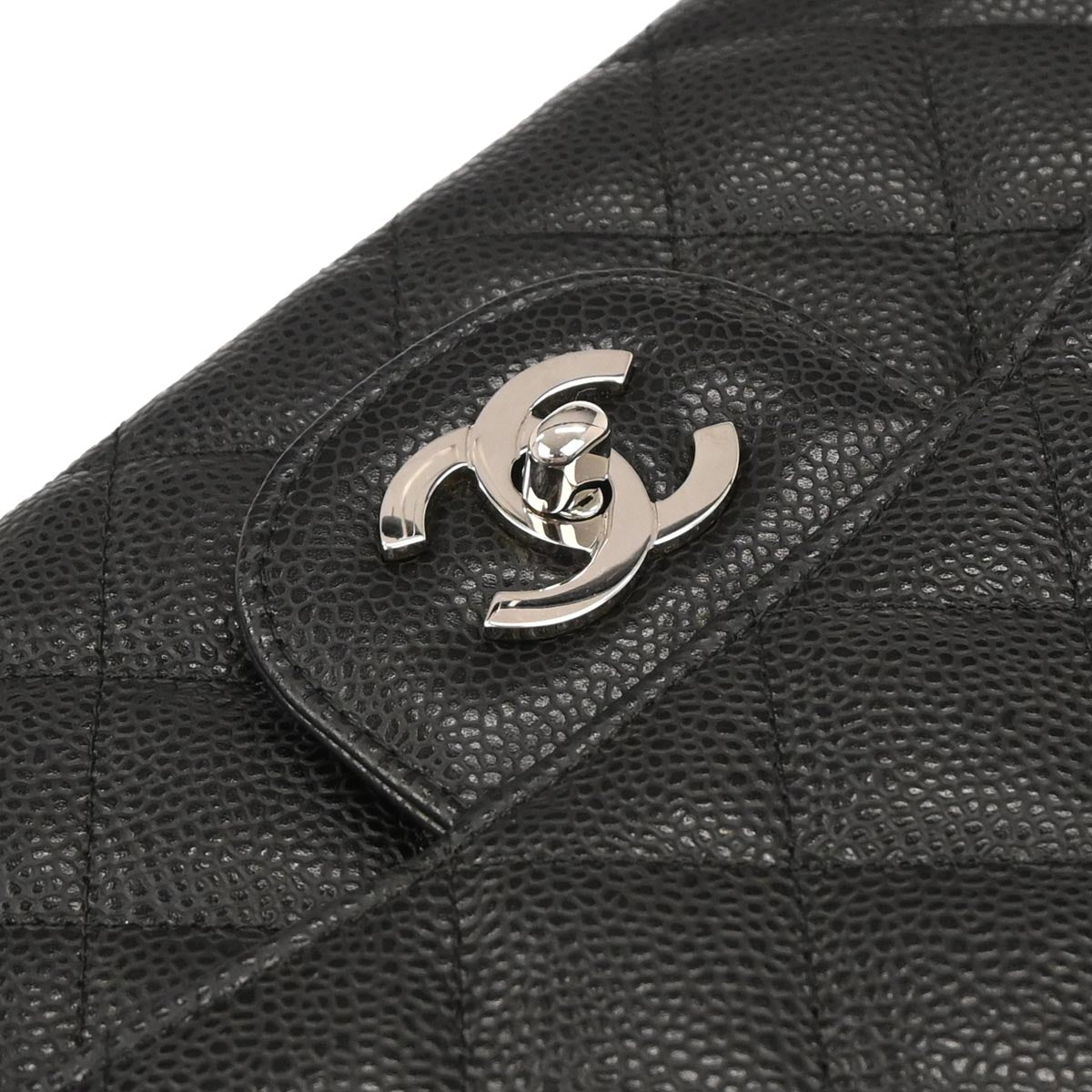 Chanel 2006-2008 Black Caviar Skin Jumbo Shoulder Bag
