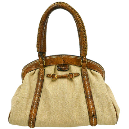 Christian Dior * Beige Canvas Python Handbag