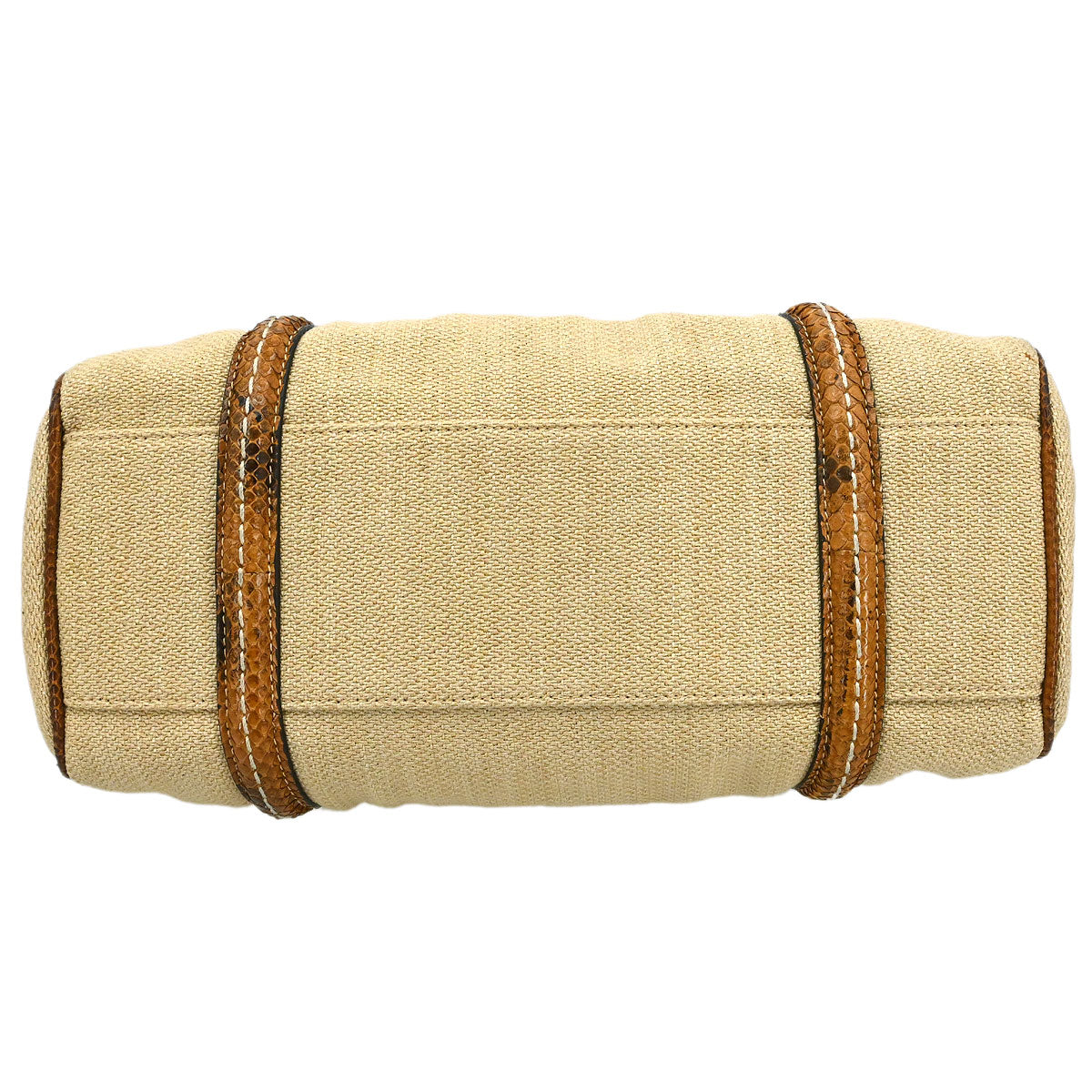 Christian Dior * Beige Canvas Python Handbag