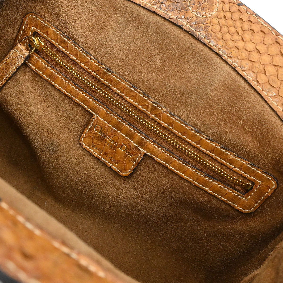 Christian Dior * Beige Canvas Python Handbag