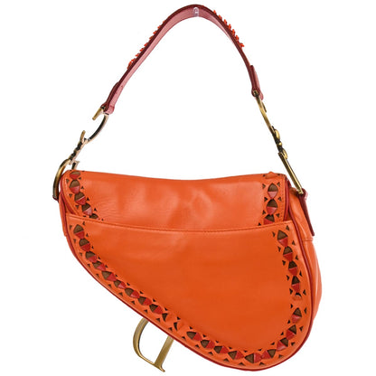Christian Dior Orange Red Saddle Handbag