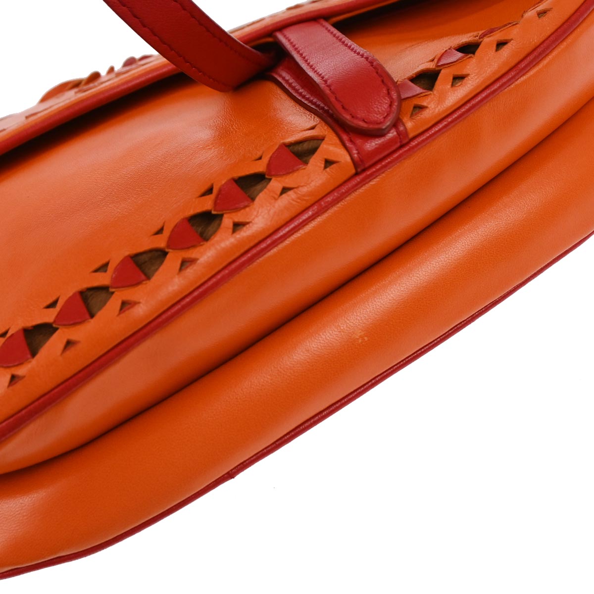 Christian Dior Orange Red Saddle Handbag