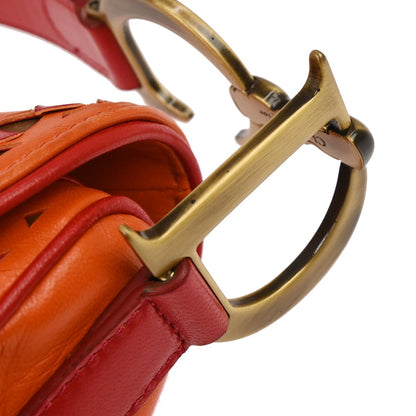 Christian Dior Orange Red Saddle Handbag