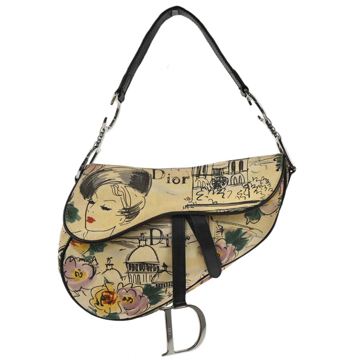 Christian Dior Beige Canvas John Galliano Saddle Handbag