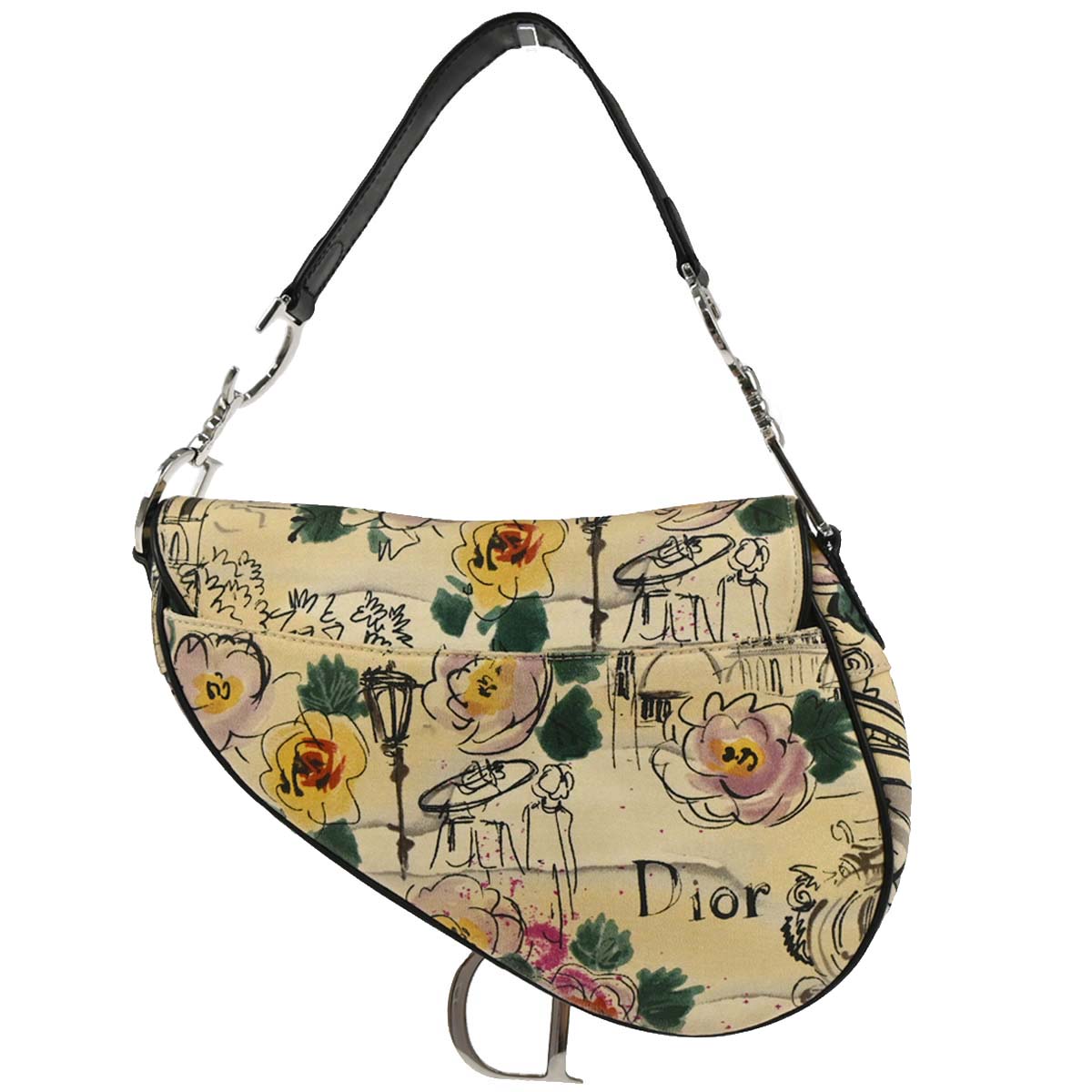 Christian Dior Beige Canvas John Galliano Saddle Handbag