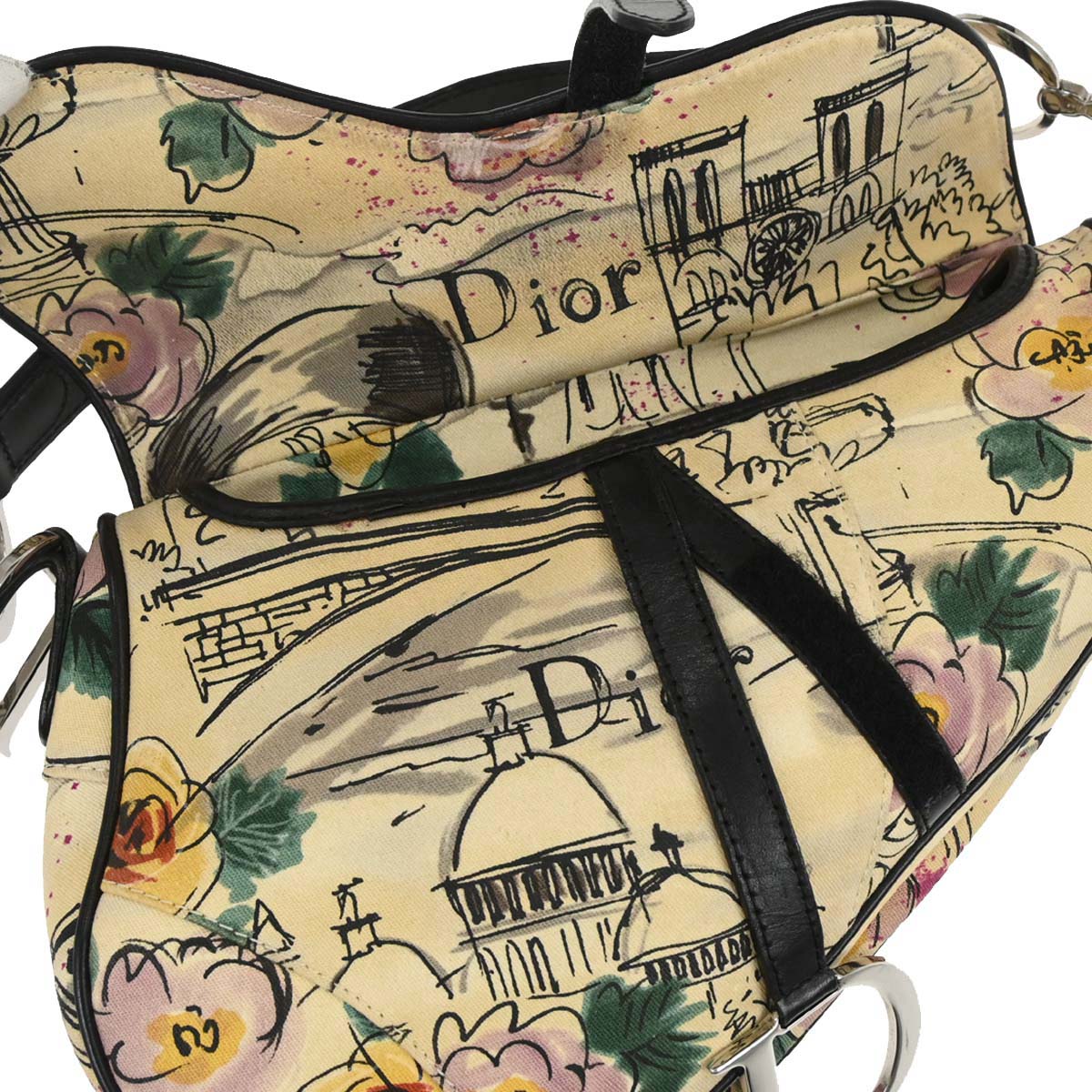 Christian Dior Beige Canvas John Galliano Saddle Handbag