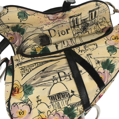 Christian Dior Beige Canvas John Galliano Saddle Handbag