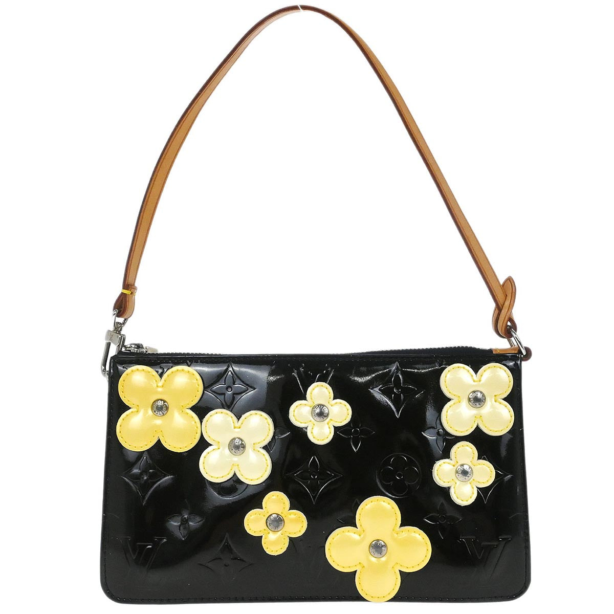 Louis Vuitton 2001 Black Vernis Flower Lexington Handbag M92245