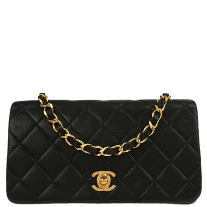 Chanel Black Lambskin Turnlock Mini Full Flap Shoulder Bag