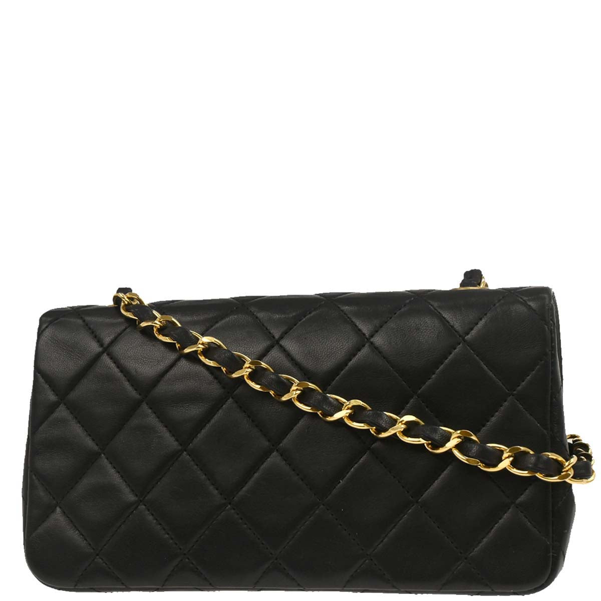 Chanel Black Lambskin Turnlock Mini Full Flap Shoulder Bag