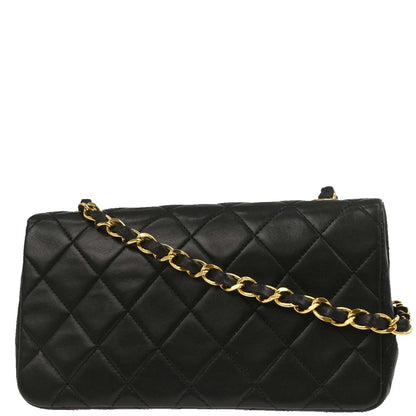 Chanel Black Lambskin Turnlock Mini Full Flap Shoulder Bag