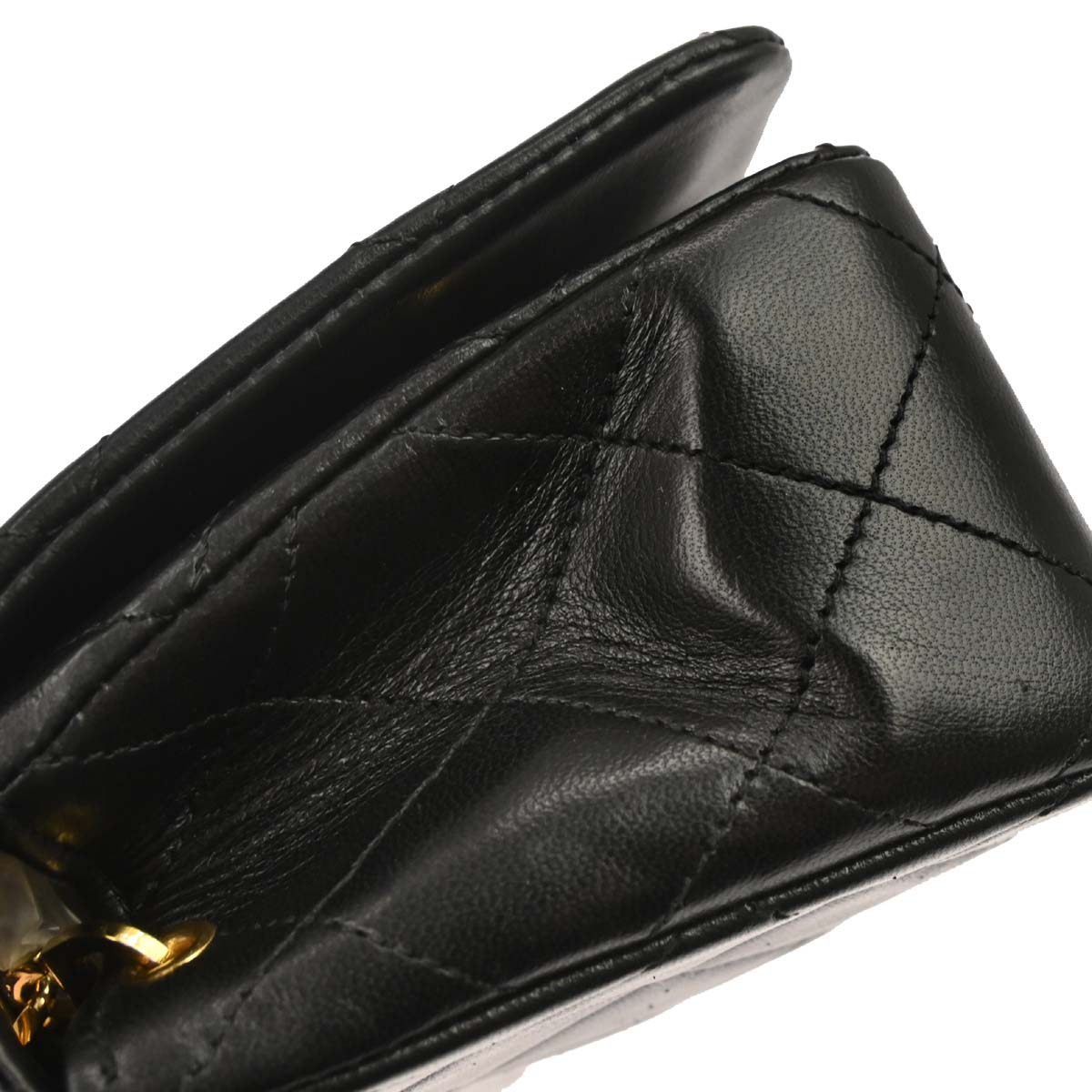 Chanel Black Lambskin Turnlock Mini Full Flap Shoulder Bag