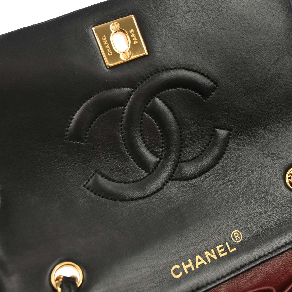 Chanel Black Lambskin Turnlock Mini Full Flap Shoulder Bag