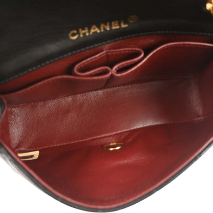 Chanel Black Lambskin Turnlock Mini Full Flap Shoulder Bag