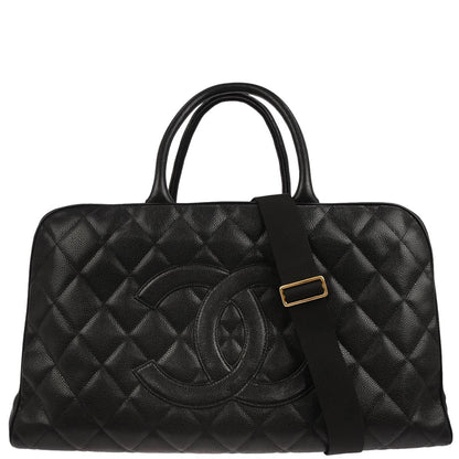 Chanel Black Caviar Skin 2way Shoulder Bowling Bag 50