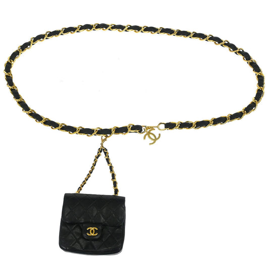 Chanel Black Lambskin Classic Flap Micro Bum Belt Bag