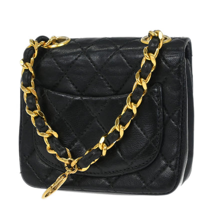 Chanel Black Lambskin Classic Flap Micro Bum Belt Bag