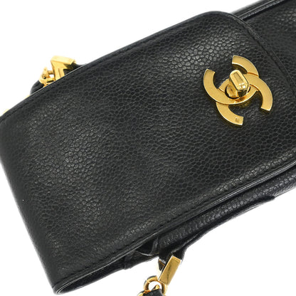 Chanel Black Caviar Skin Chain Shoulder Bag Pochette Phone Case